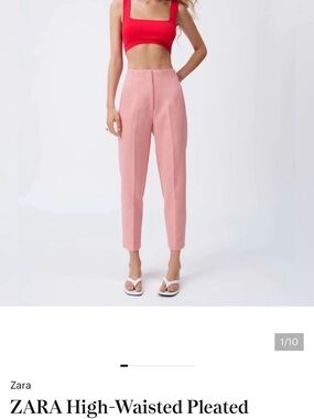 Zara Pink High-Waist Tapered Trousers